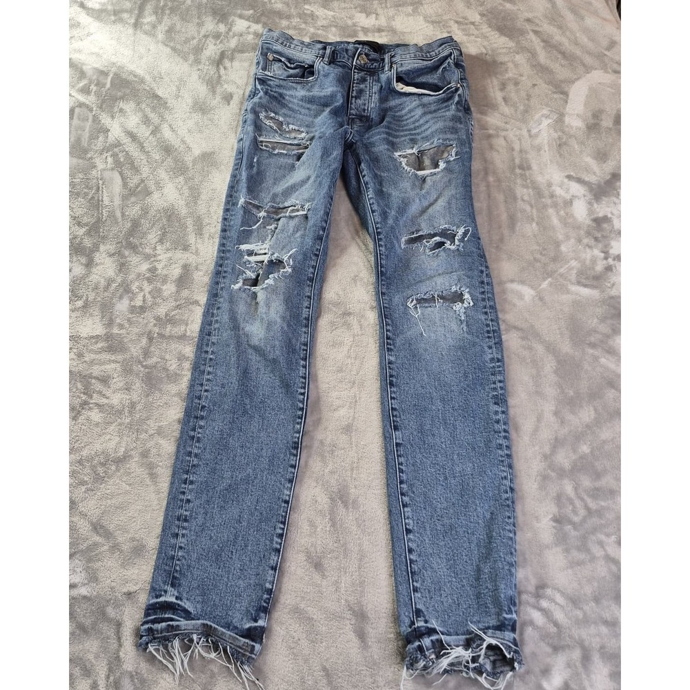 Purple Brand Distressed Straight Leg Jeans Mens 34x33 Blue Denim 800080 P001